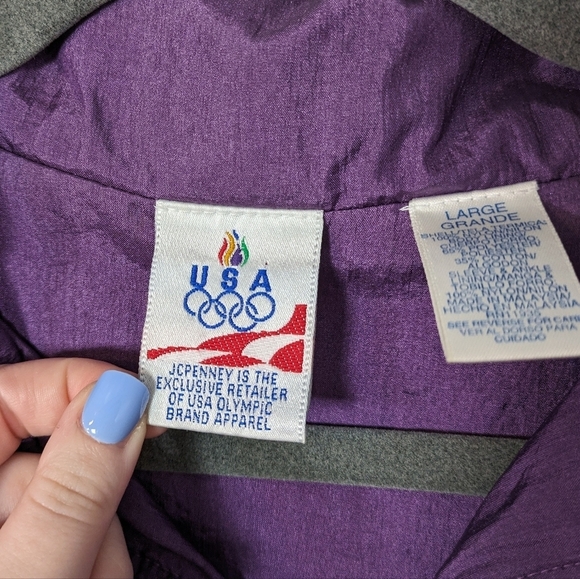 Vintage‎ 80s U.S.A. Olympic Zip-Up Track Jacket Purple Windbreaker Size Large - Picture 2 of 10